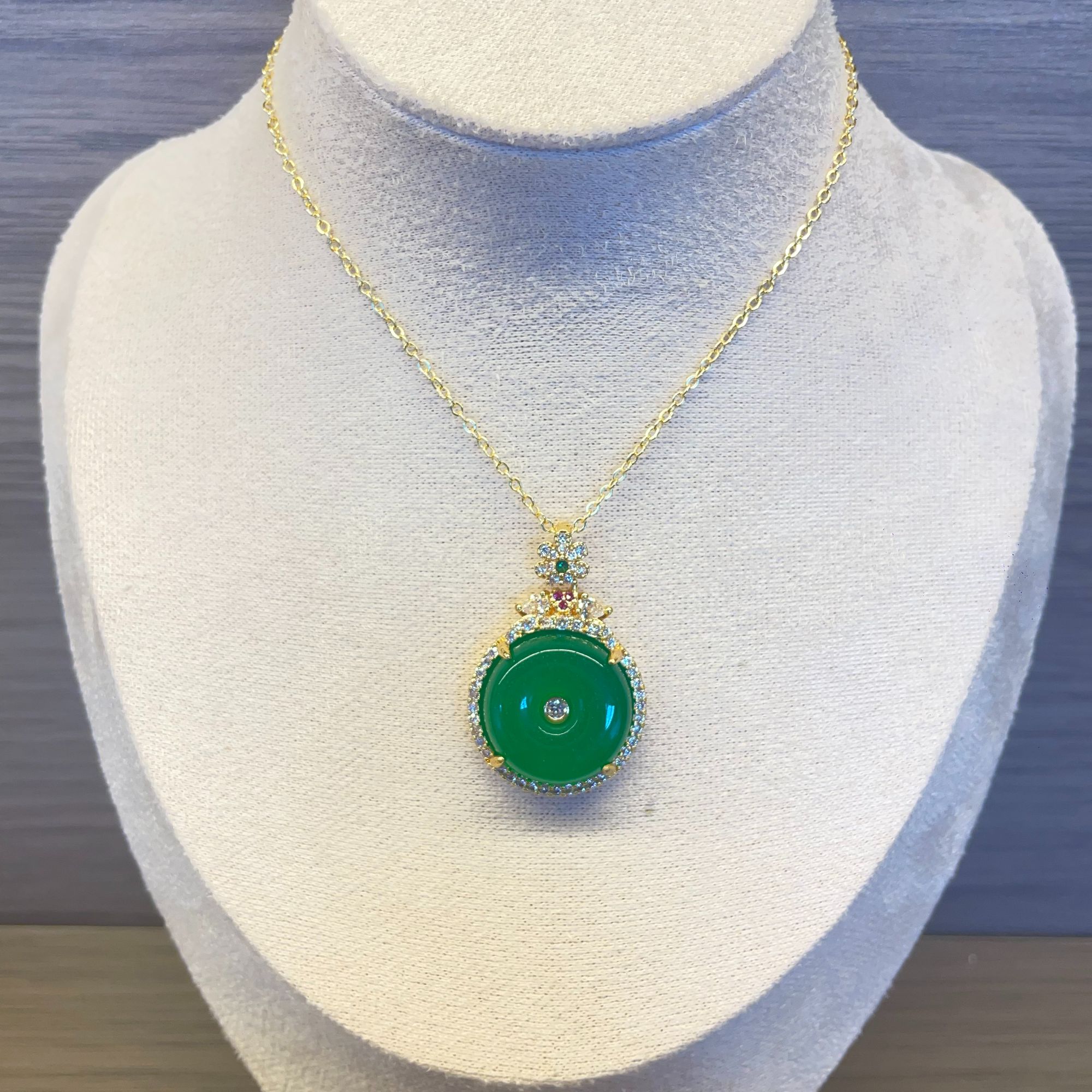 面料高端豪镶翡翠平安扣