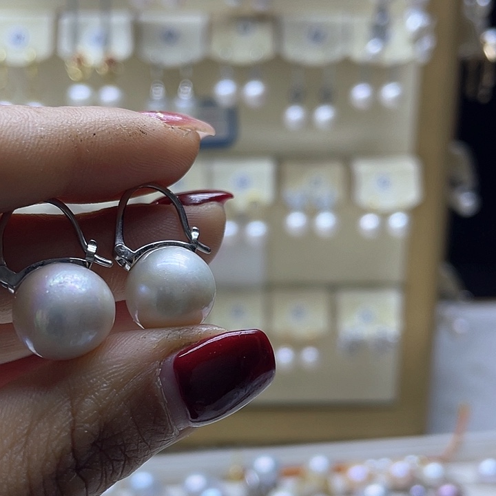 淡水珍珠耳饰银S925镶嵌