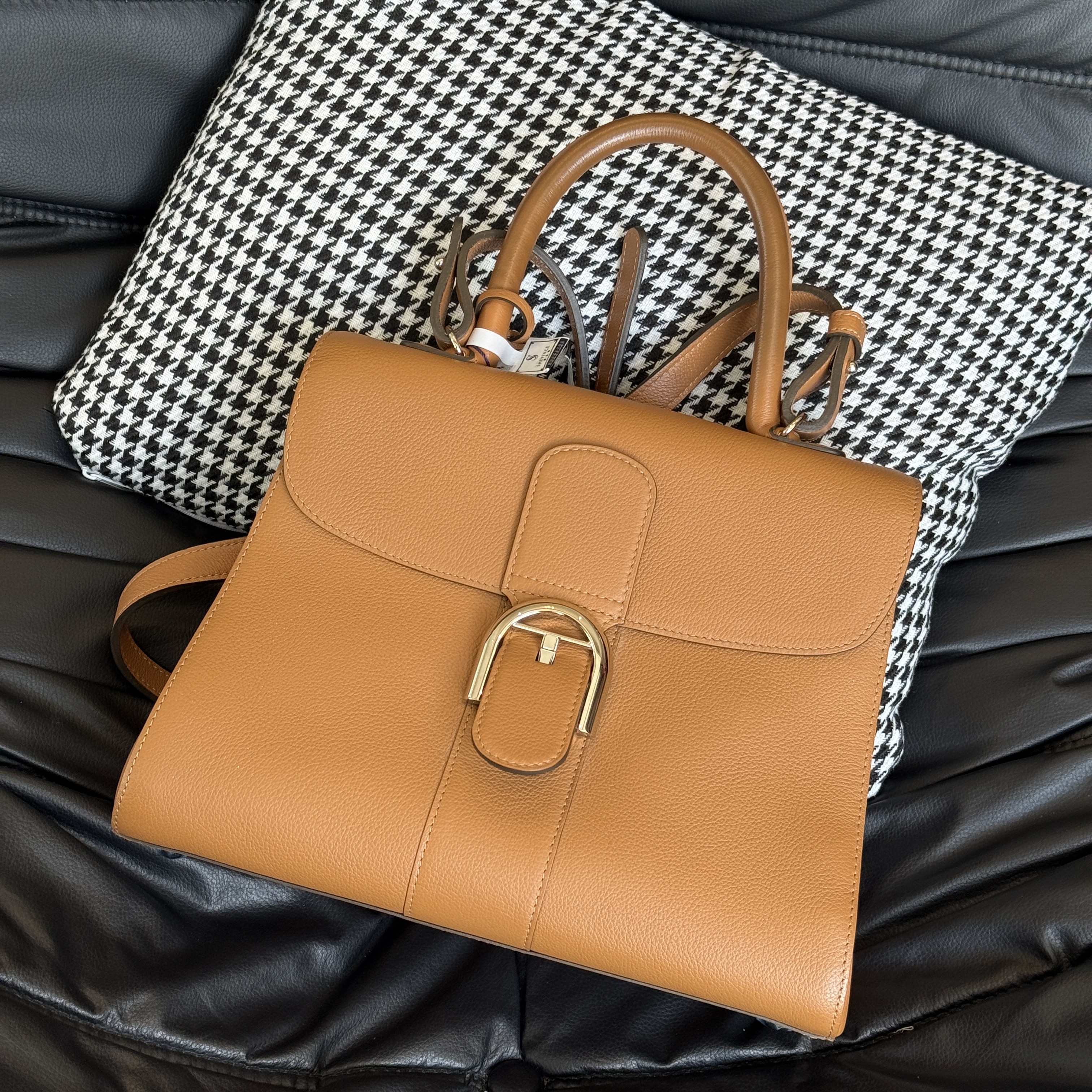 99新 Delvaux/德尔沃 奢品阁/德尔沃 焦糖色Brillant中号斜挎包