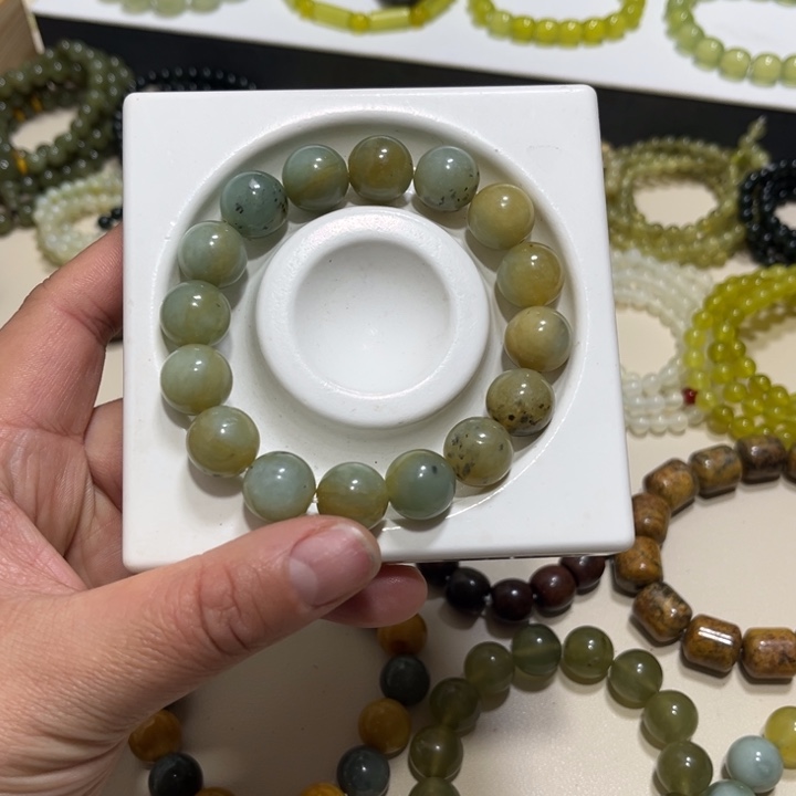 蛇纹石玉未镶嵌手链卡14