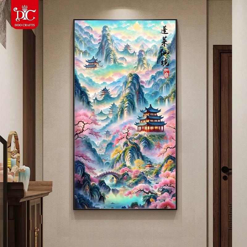 新款钻石画蓬莱仙境画手工diy中国风解压钻石绣玄关装饰挂画