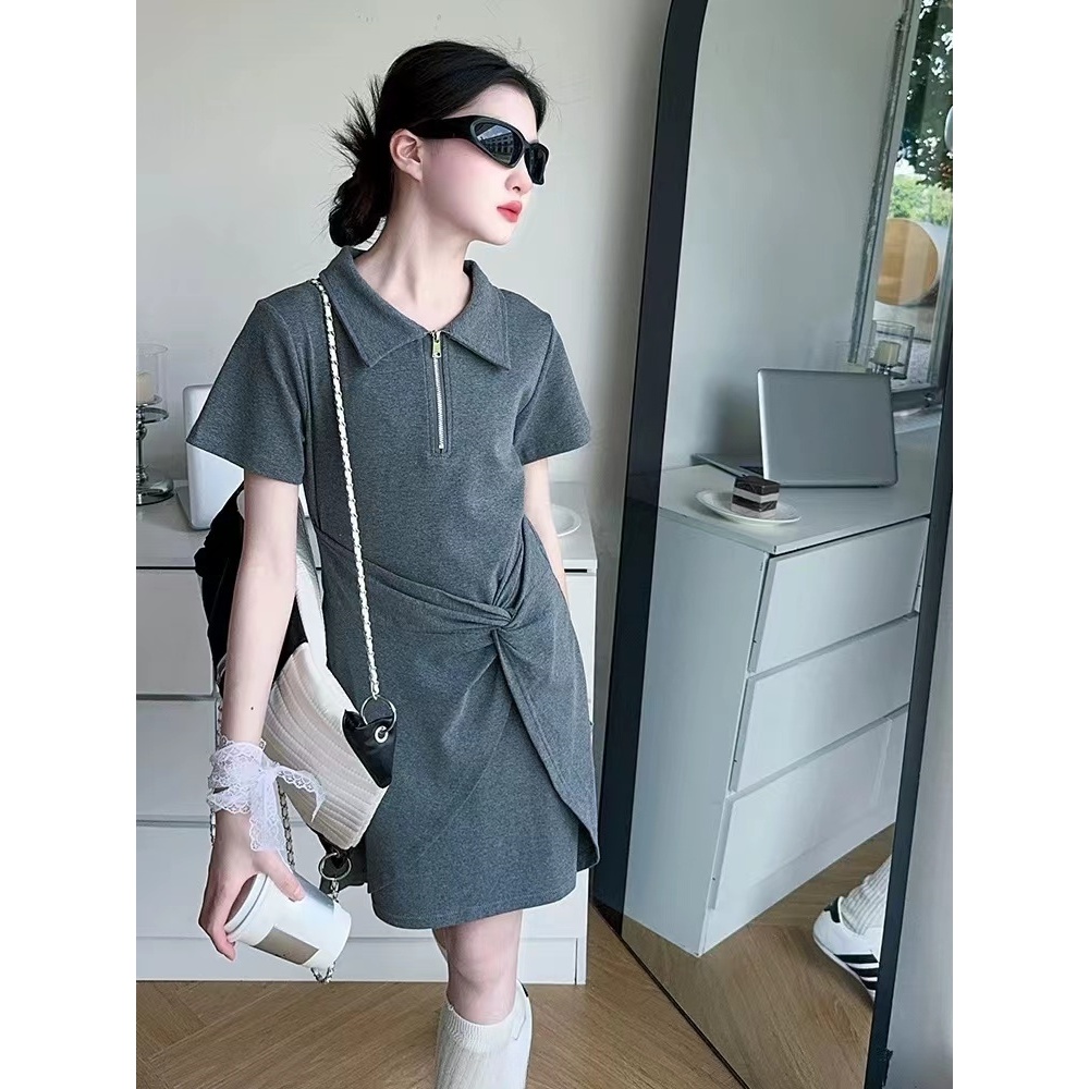 女士2025夏季新款显瘦Polo领连衣裙亲子B3532
