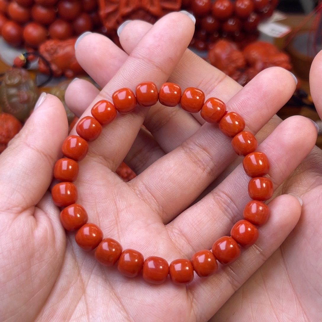 登***水南红玛瑙未镶嵌川料瓦西8mm尺寸老型手串