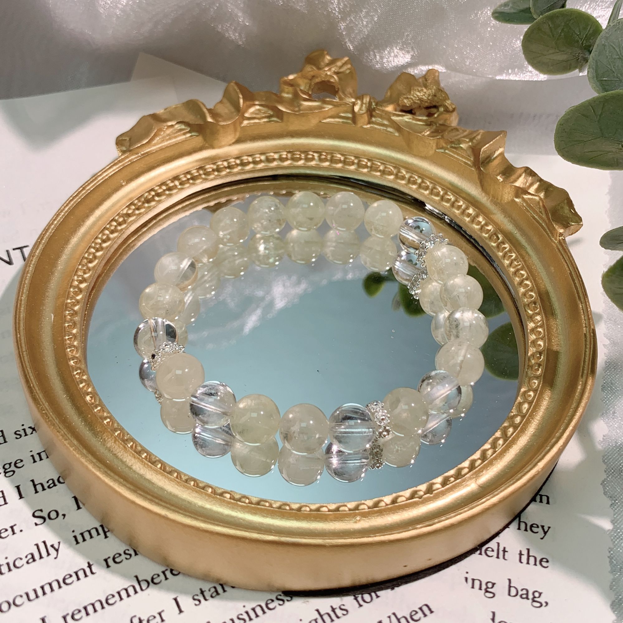 天然柠檬黄水晶8mm+白水晶设计款手串多样性发一-8115