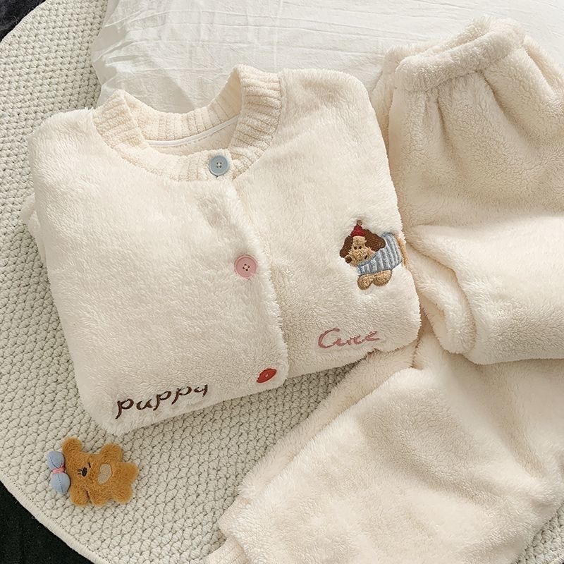 保暖厚款冬季睡衣家居服套装家居服学生套装卡通小狗