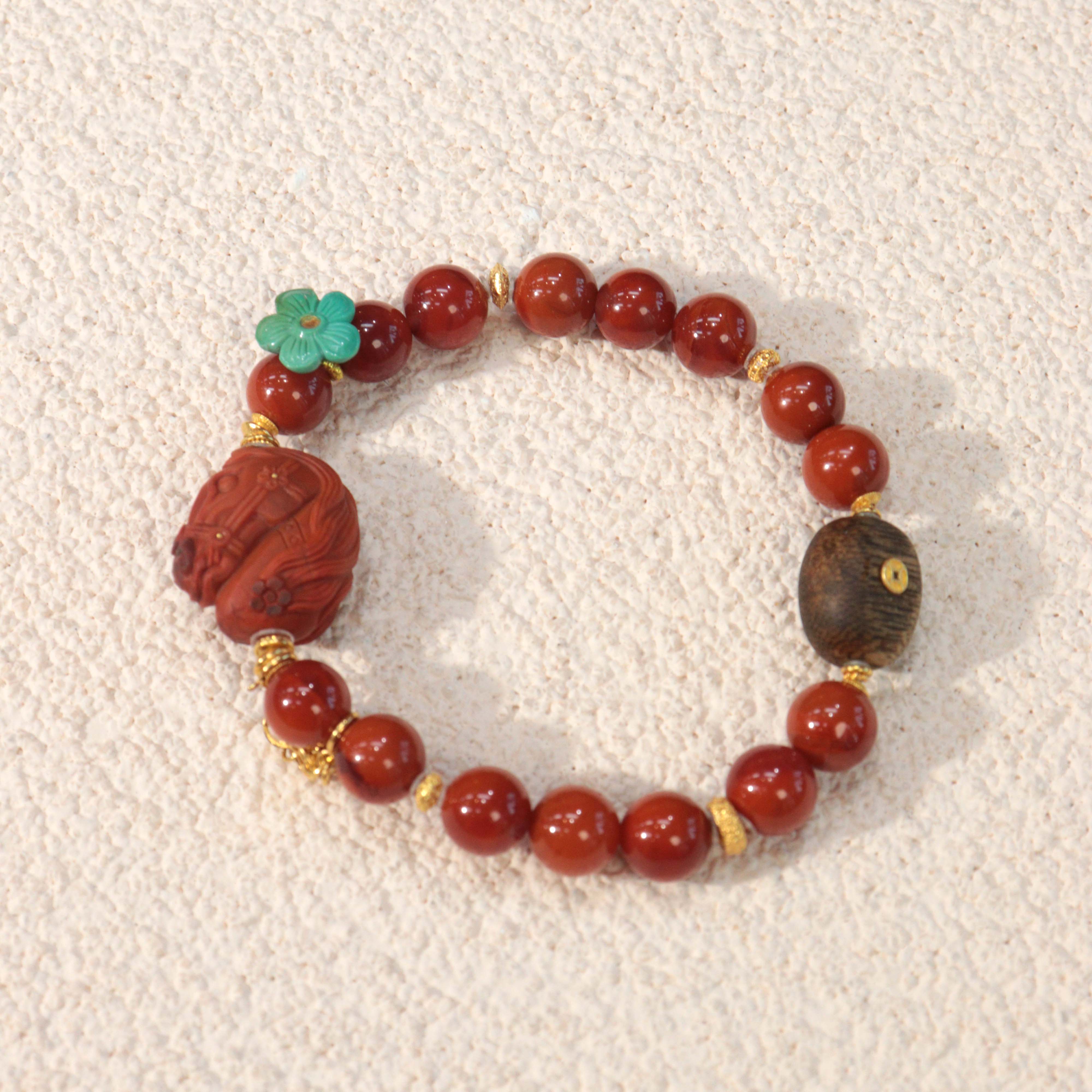 霖泽|南红马圆珠手链18k金LZ2025111802