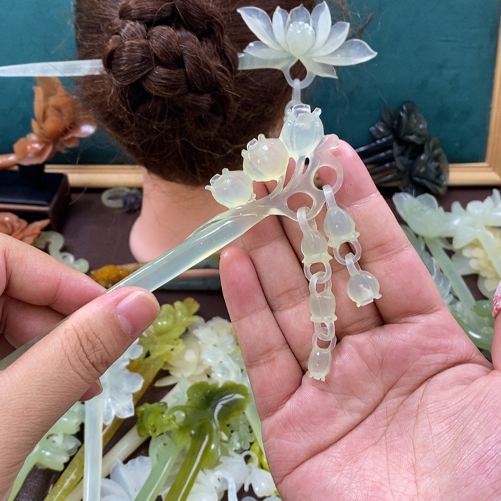 蛇纹石玉发饰未镶嵌铿****）