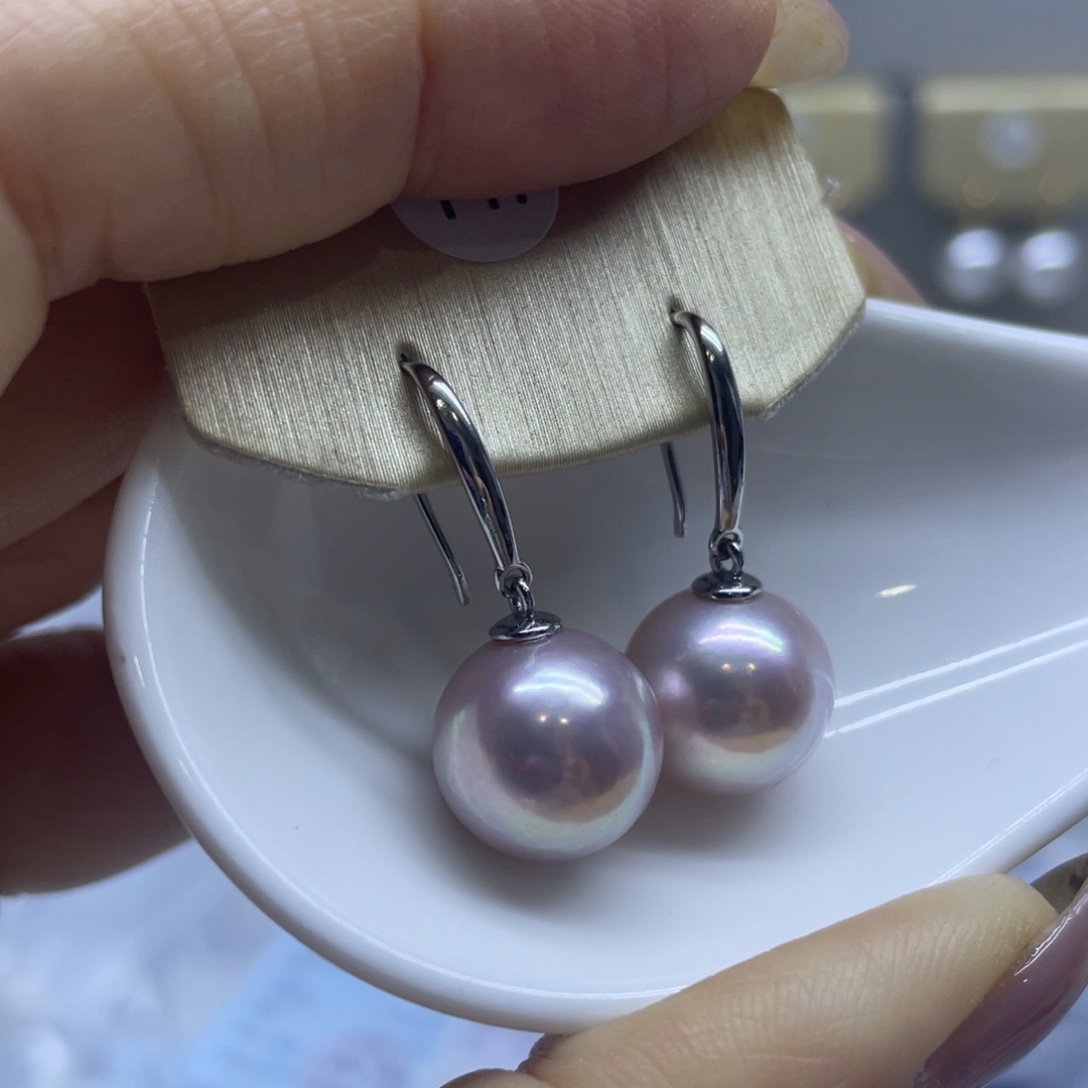 银S925镶嵌淡水珍珠耳饰