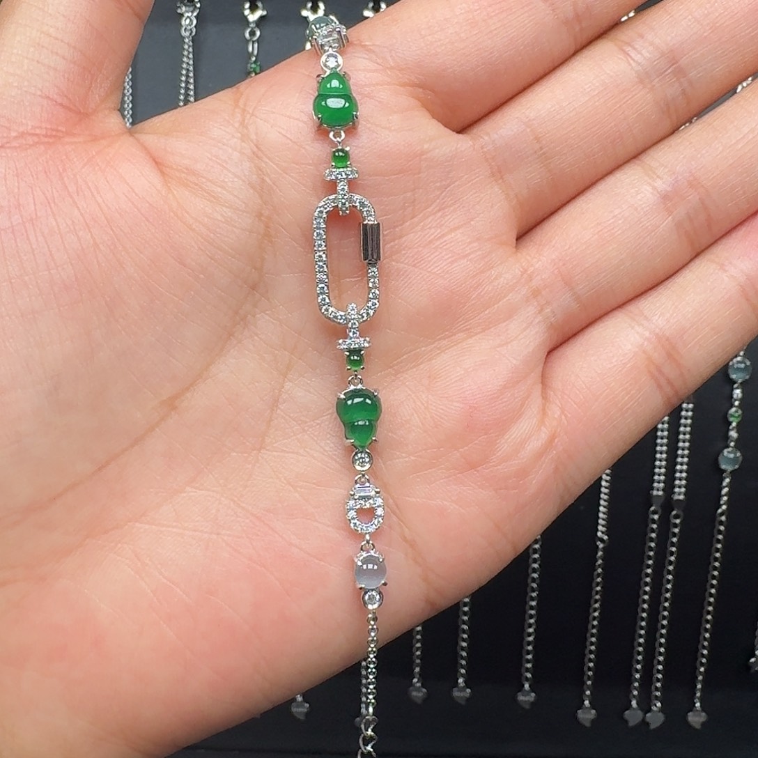 翡翠银S925镶嵌手链