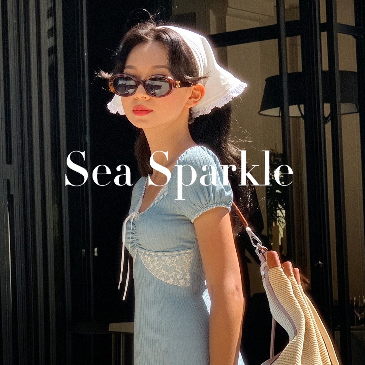 [Sea Sparkle]奶油蓝ins法式田园分体裙式泳衣百搭显瘦温泉沙滩