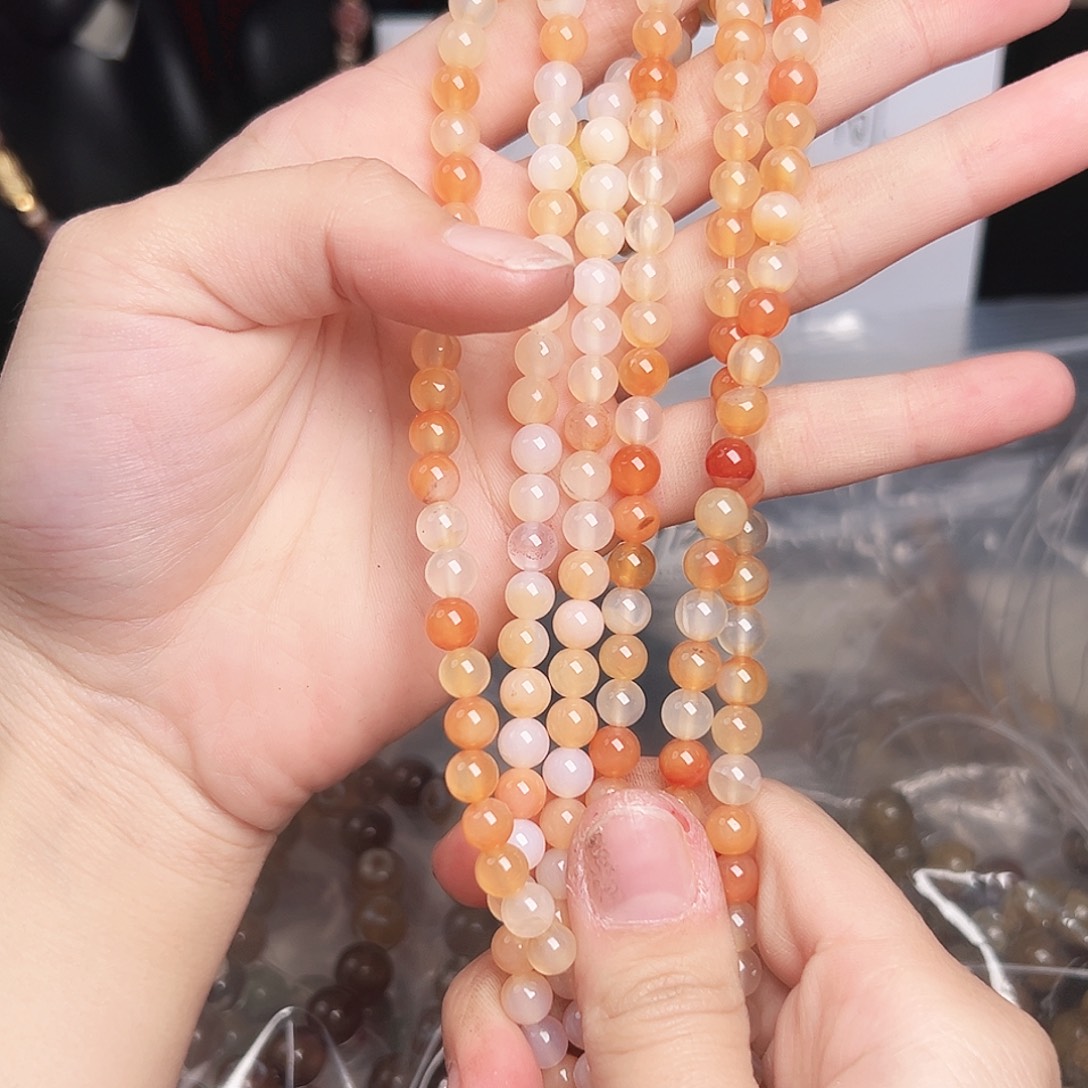 玛瑙/玉髓合金珠宝半成品u639 6.5m 橘调玛瑙一条