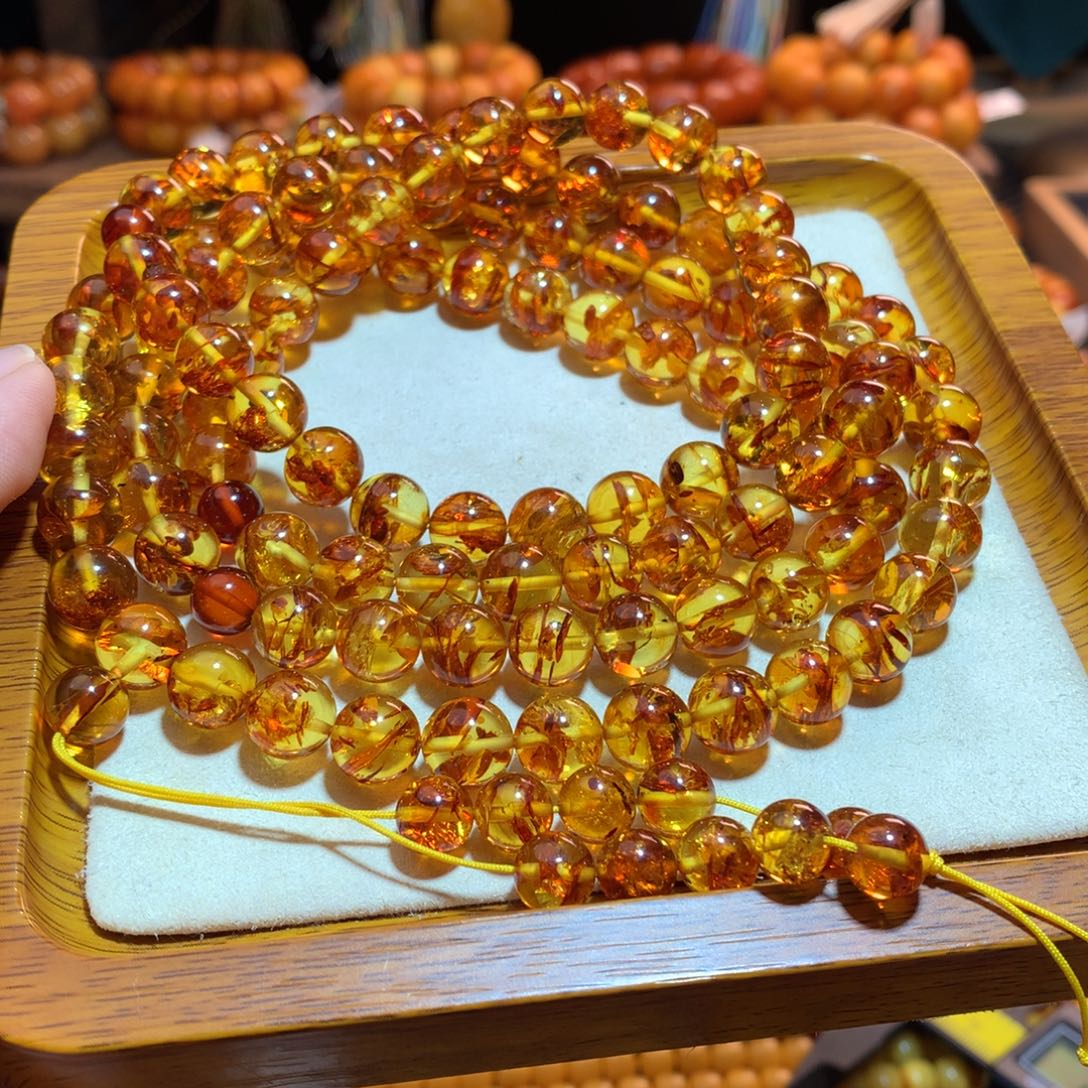 琥珀（花珀）未镶嵌手链花珀手链