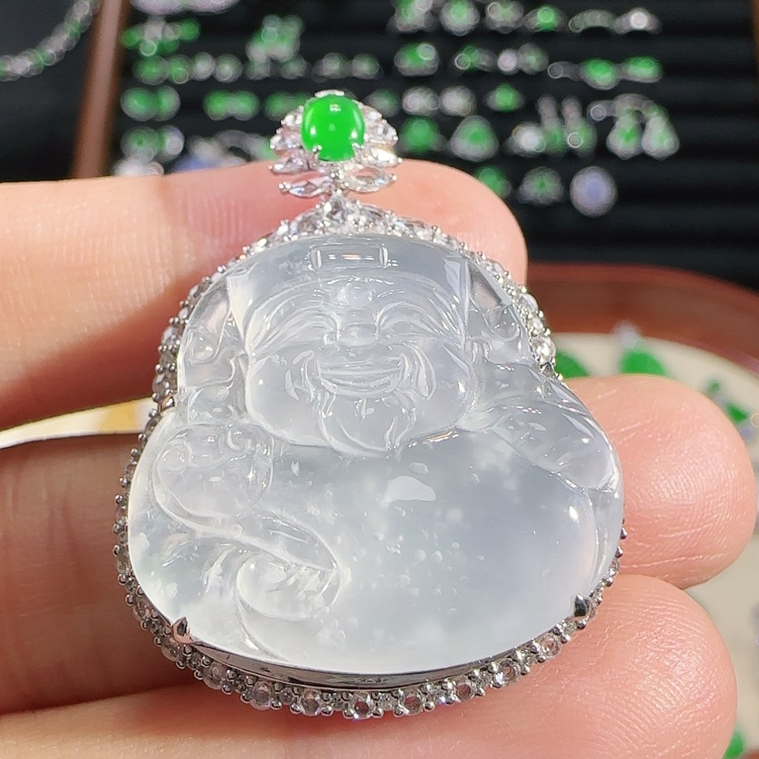 翡翠18K金镶嵌吊坠(不含链)