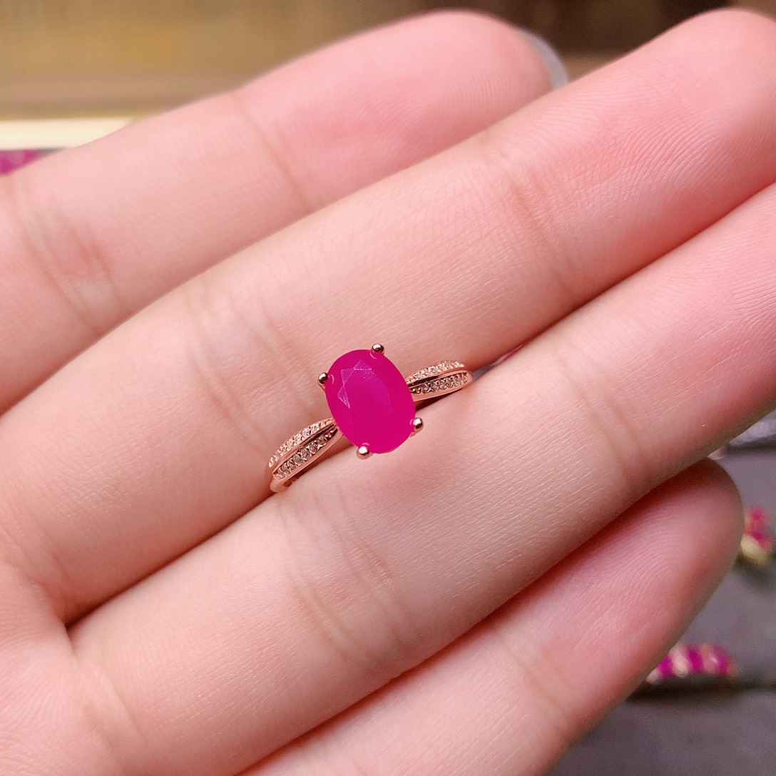 红宝石戒指银S925镶嵌