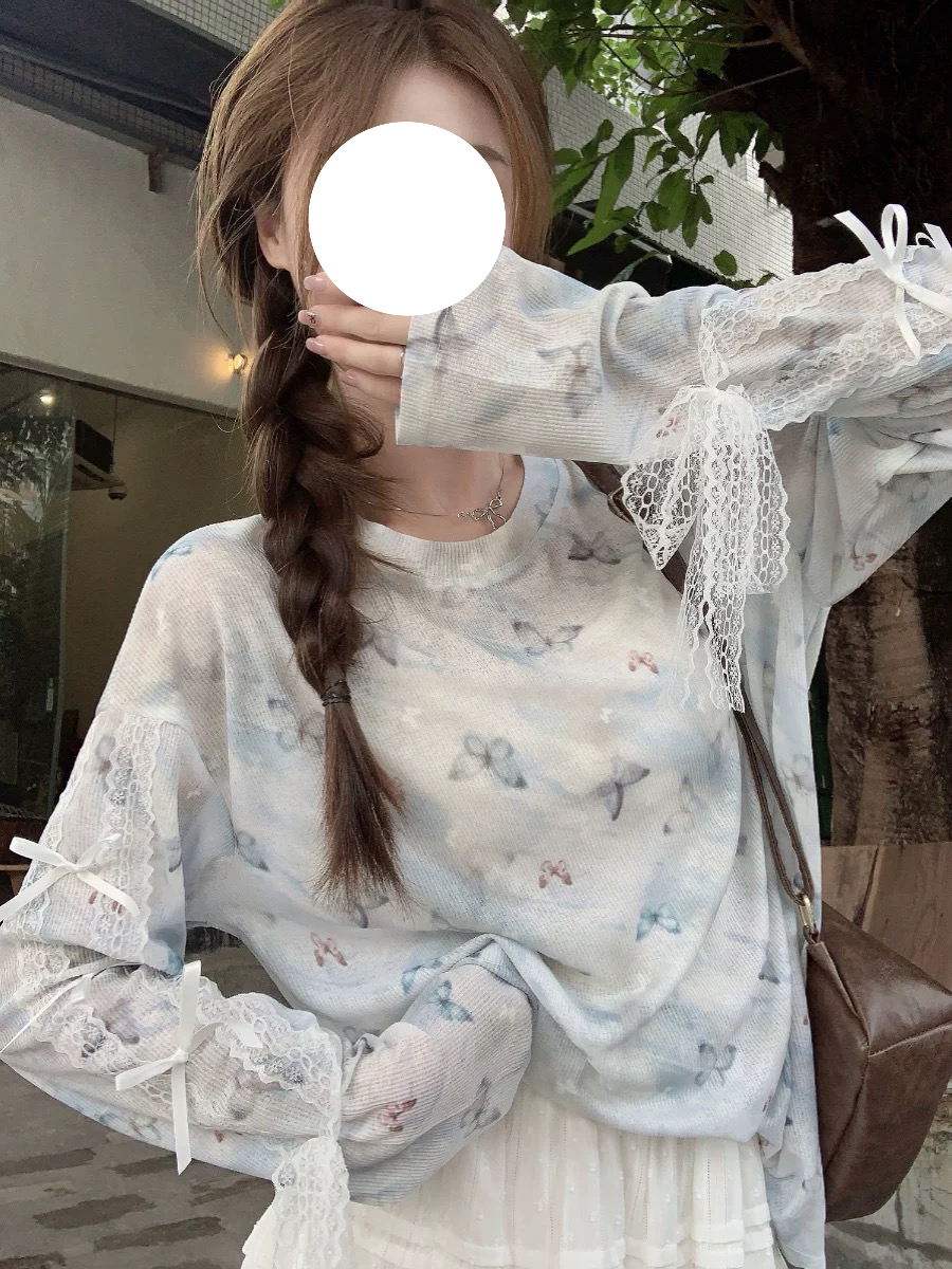 大码胖mm多巴胺星星印花罩衫防晒上衣+短裙