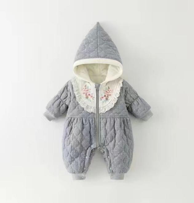 易米小鹿花朵刺绣棉衣爬服-小蛋黄福利