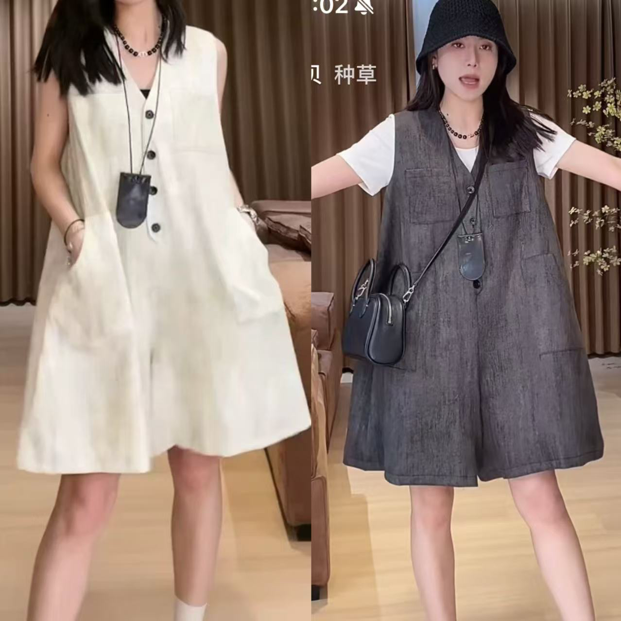 【yue】麻料连体裤