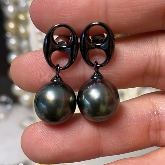 海水珍珠耳饰银S925镶嵌12.61