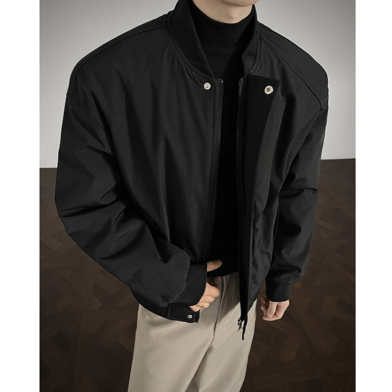 冬季clean纯色棒球服领棉服加厚短款棉衣男士潮流休闲棒球领外套