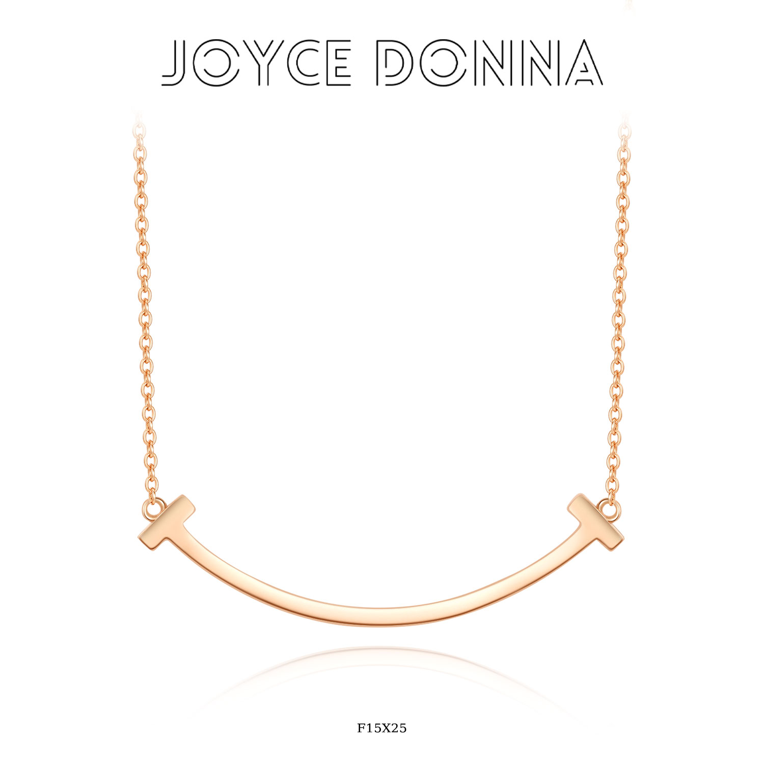 925银 镀K金 法式轻奢气质光面中号经典微笑项链 F15X25 F15X74