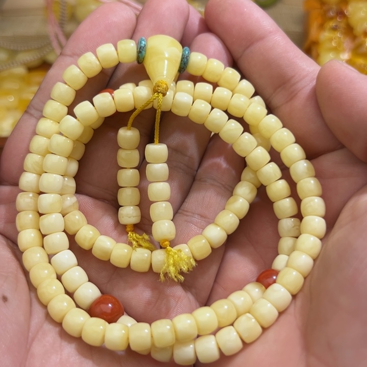 未镶嵌琥珀裸石7➕奶白浓满蜡直切118颗长串