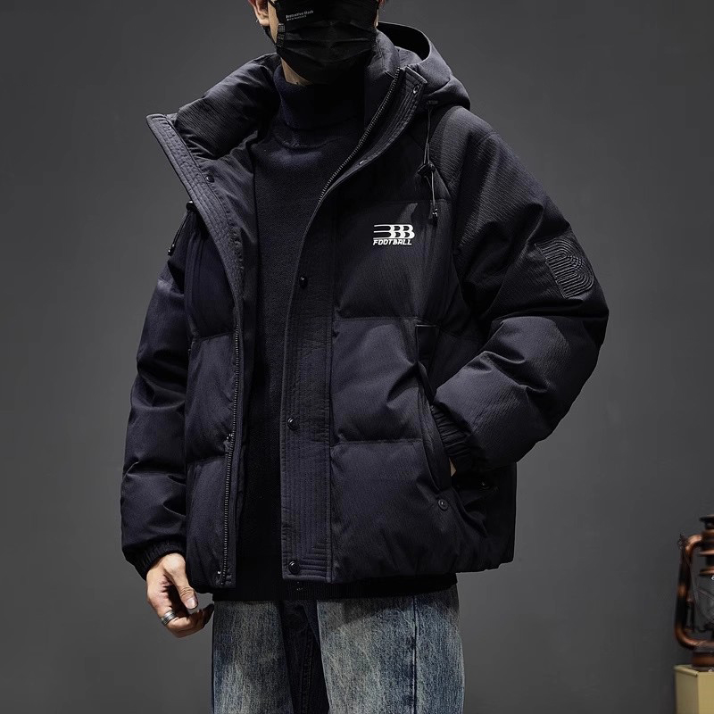爆款80鸭绒羽绒服男冬季新款潮牌加厚保暖连帽面包服男士休闲外套
