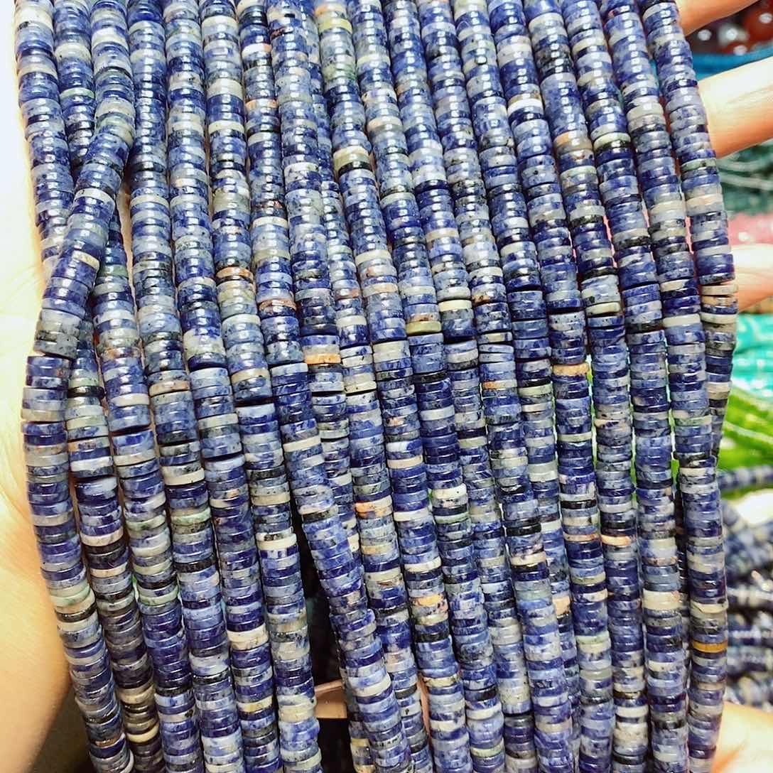 玛瑙/玉髓配珠天然蓝纹隔片6mm一条