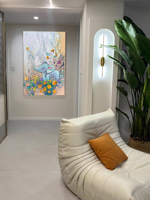 XG 650 吉象送福 玄关画落地沙发手绘油画抽象装饰轻奢背景80/120