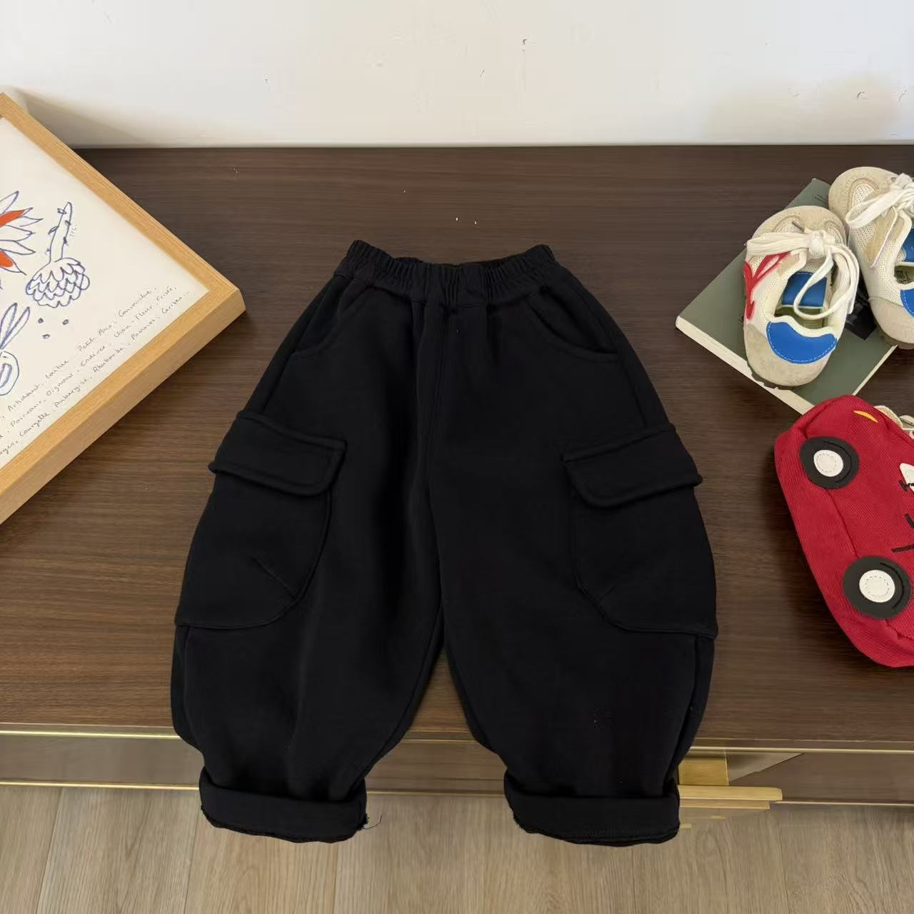 儿童秋冬百搭针织加绒工装裤H2586