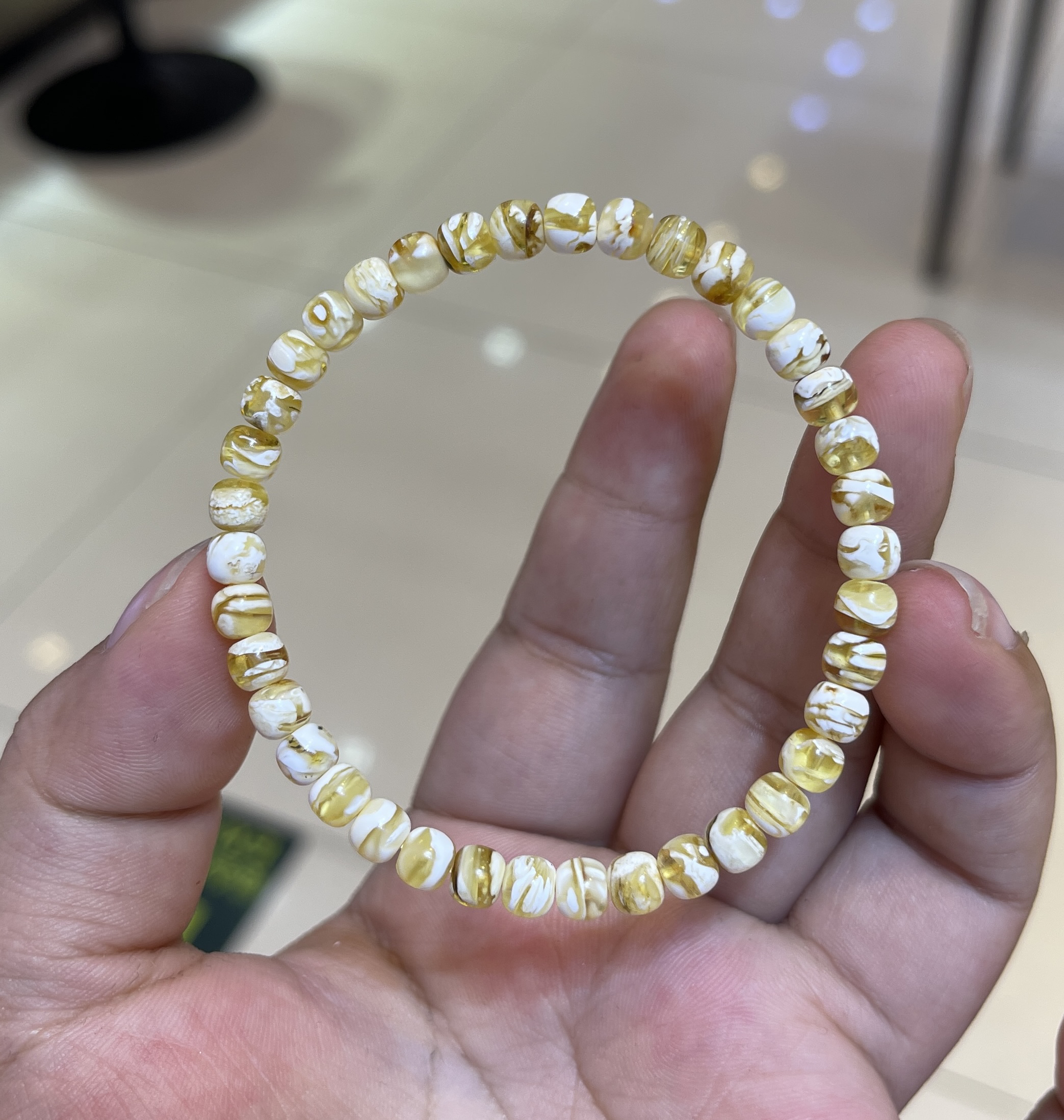 5.5mm金瓷白拉丝老型手串手工气质白色时尚百搭复古轻奢素款网红