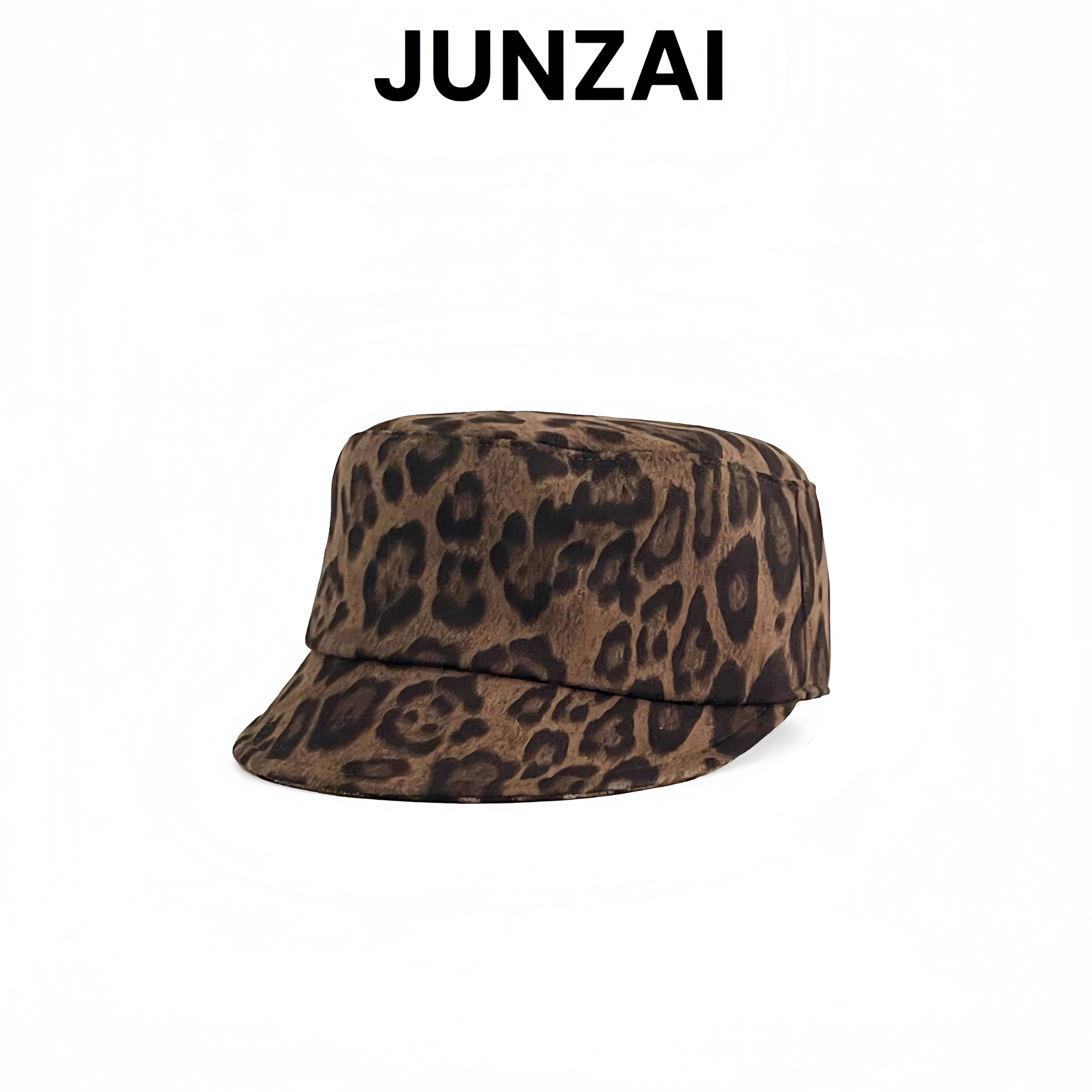 JUNZAI  复古豹纹鸭舌帽女百搭显瘦老钱风显脸小气质骑士帽