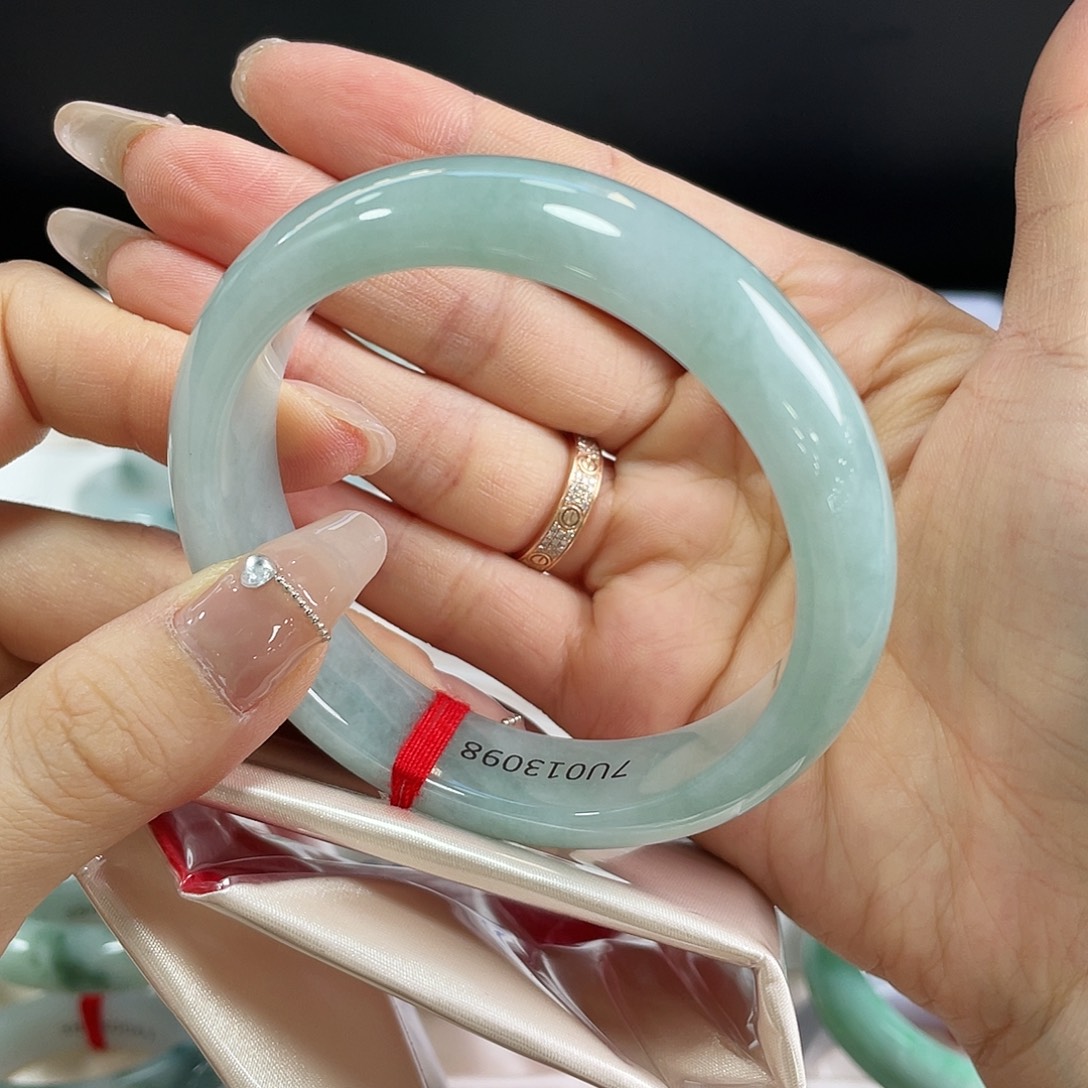 翡翠未镶嵌手镯天然缅甸A货翡翠手镯57圈口