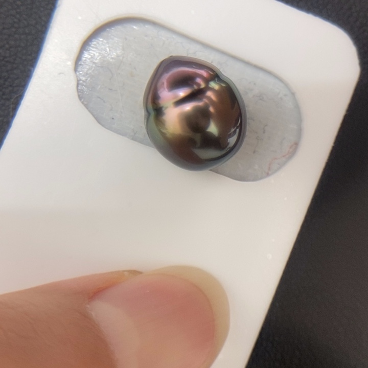 海水珍珠未镶嵌裸珠11.6mm炫彩小极光大溪地