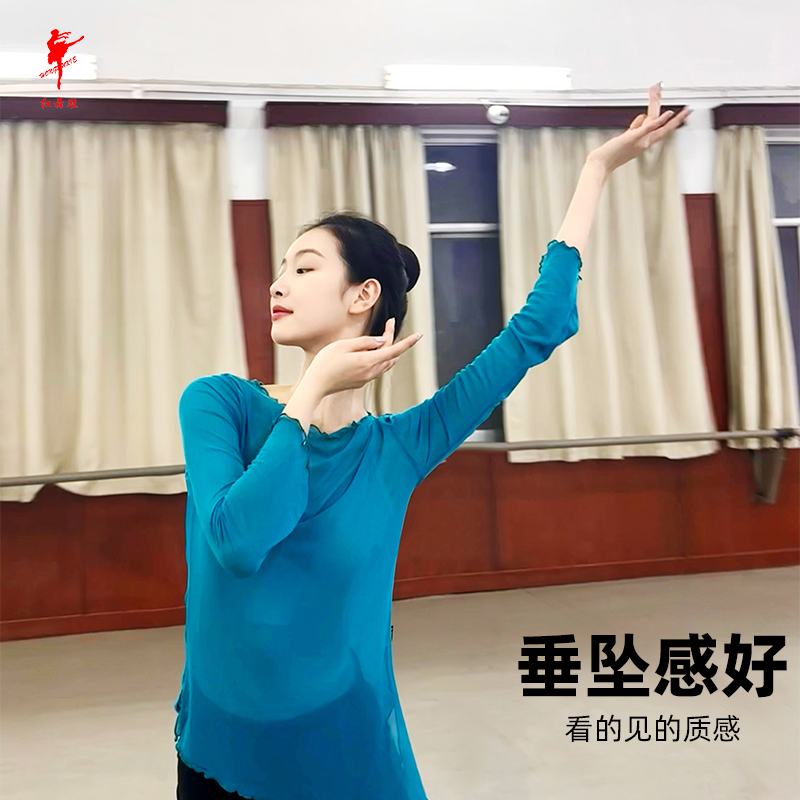 红舞鞋 舞蹈练功服 成人女外衫纱网外搭上衣芭蕾体服古典舞39504