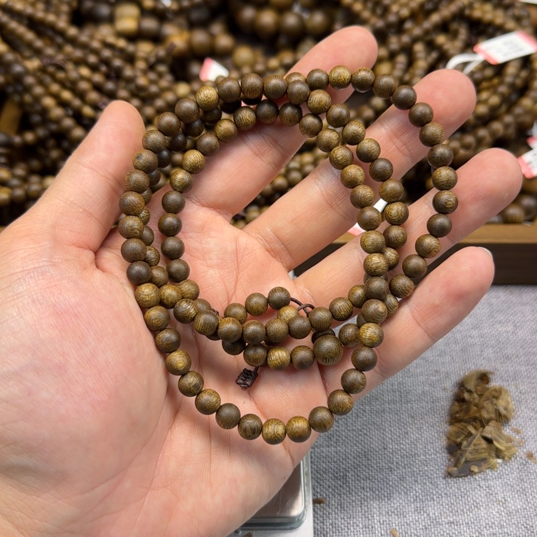 不***吃沉香手串06圆珠多圈99沉乌身圆叶国香白棋