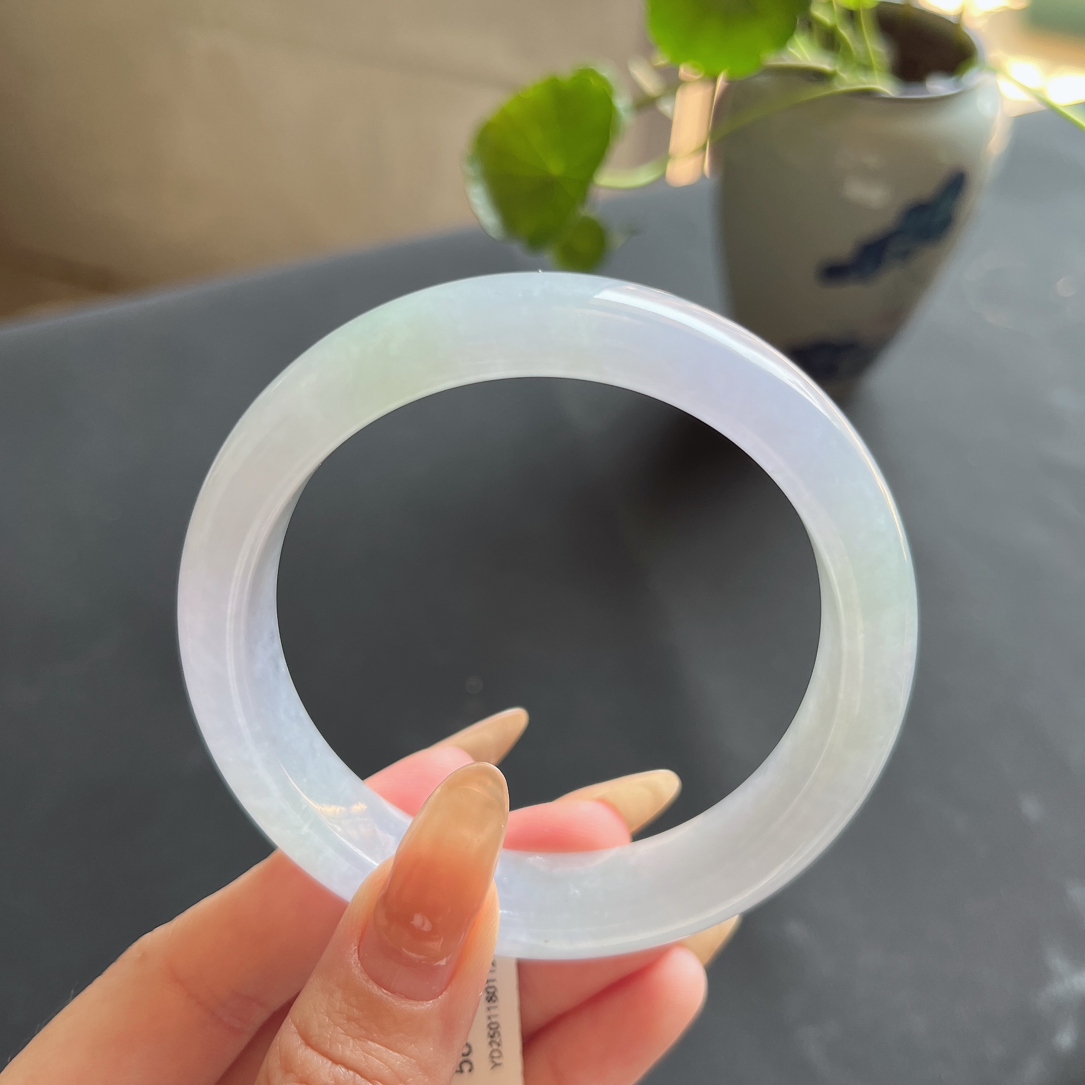 缅甸天然翡翠A货冰种粉紫色紫罗兰起刚光手镯时尚女士直播玉手镯