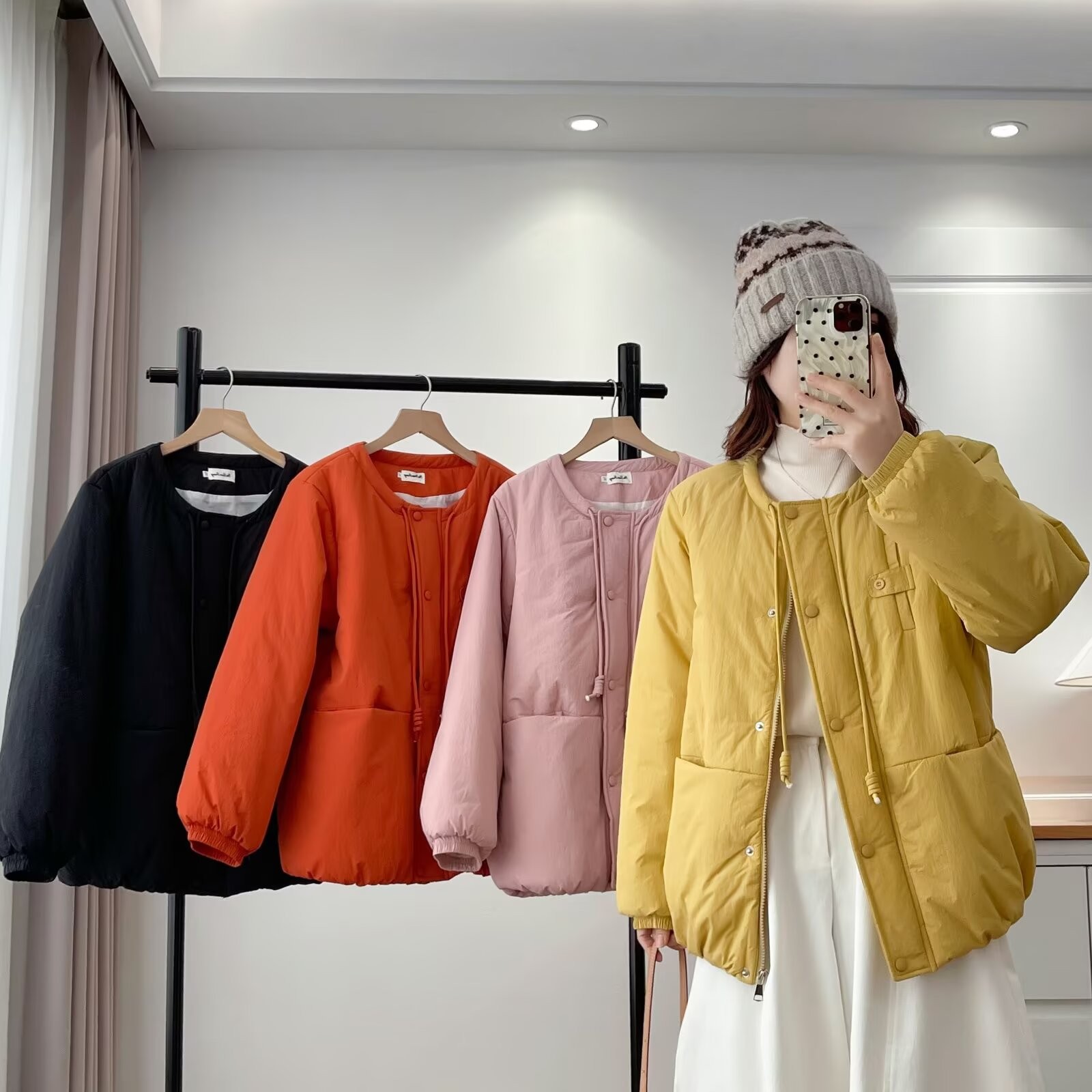 千寻--110-200斤大码女装大口袋时尚百搭棉服宽松冬季保暖棉衣