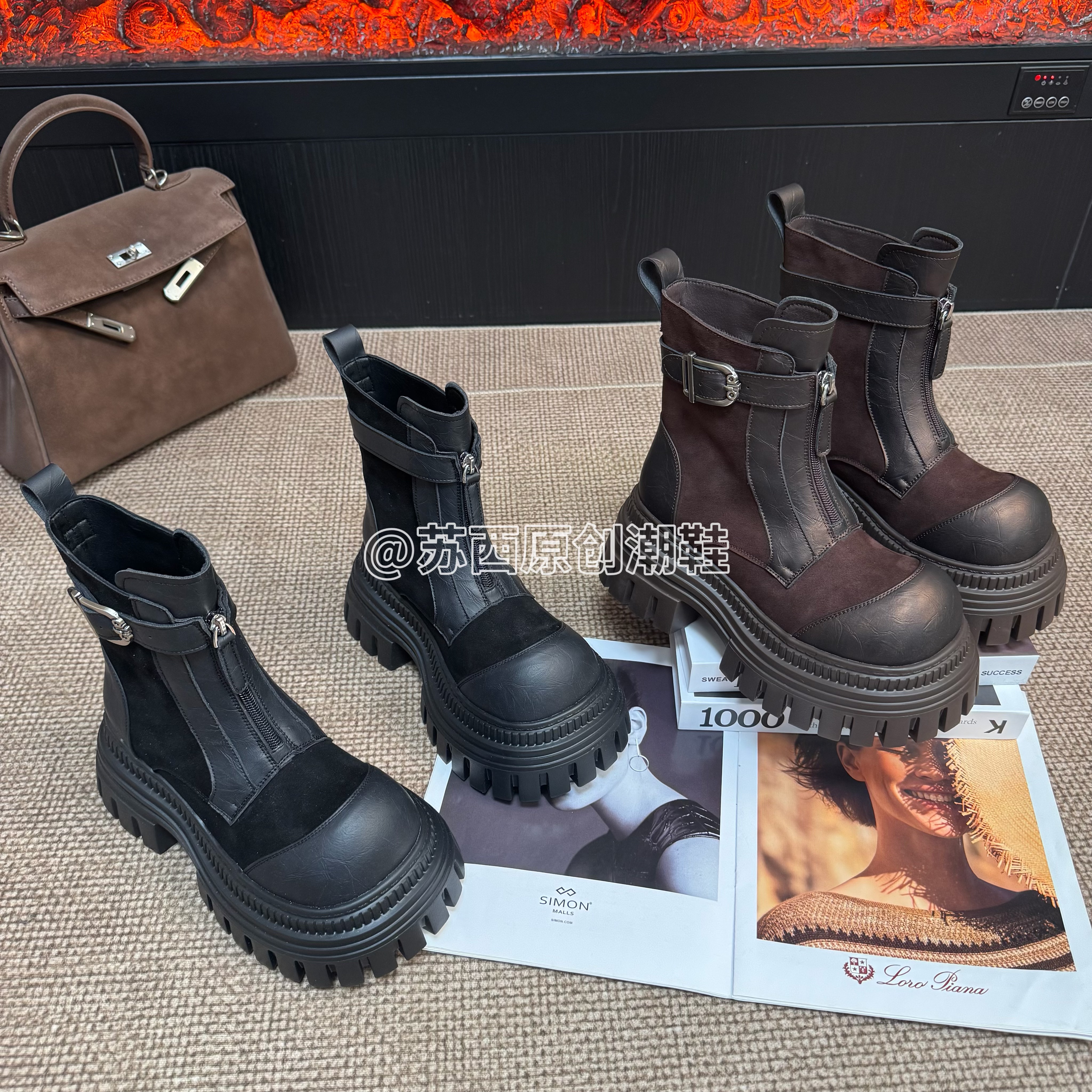 苏西【小蛮腰】休闲百搭秋冬加绒保暖马丁靴雪地靴1129