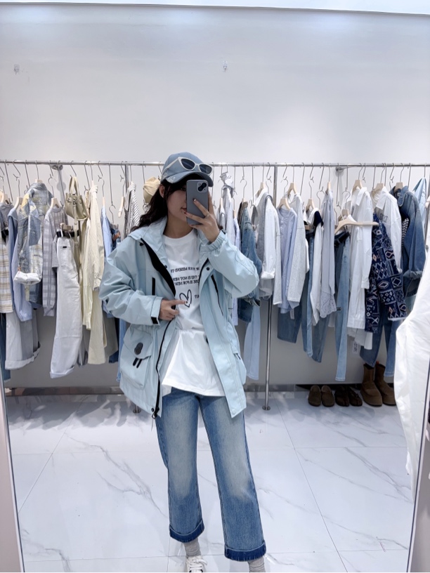 休闲春季中长款外套女宽松抽绳常规款宽松型时尚春风衣款