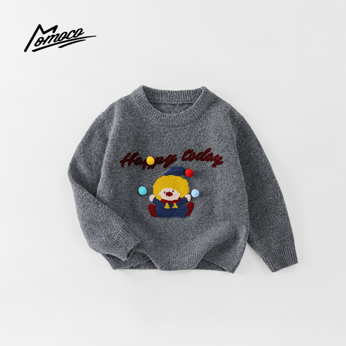 MOMOCO男童秋季新款百搭童趣休闲卡通毛衣77430230059