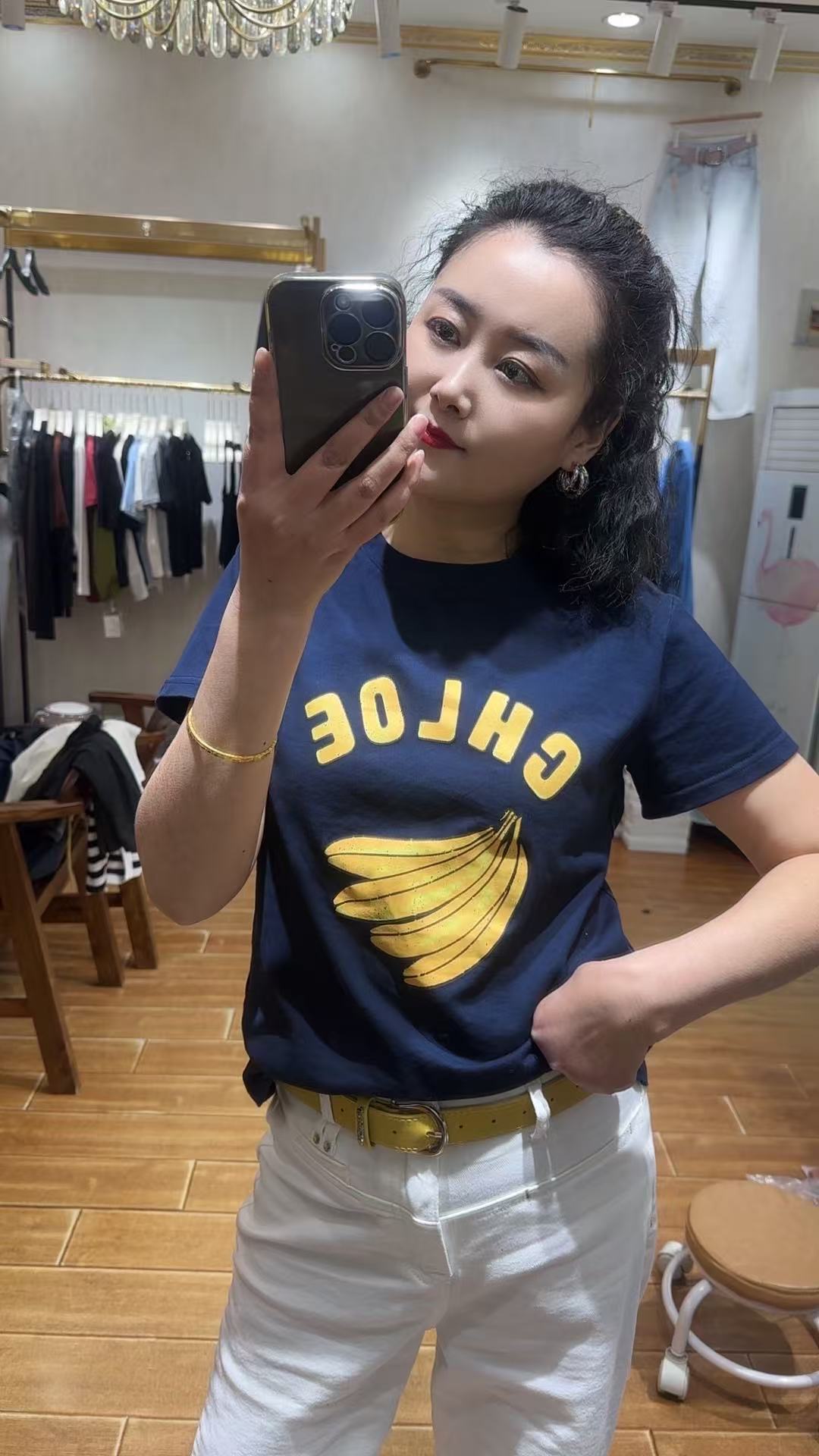 美丽家欧韩春夏印花香蕉短袖