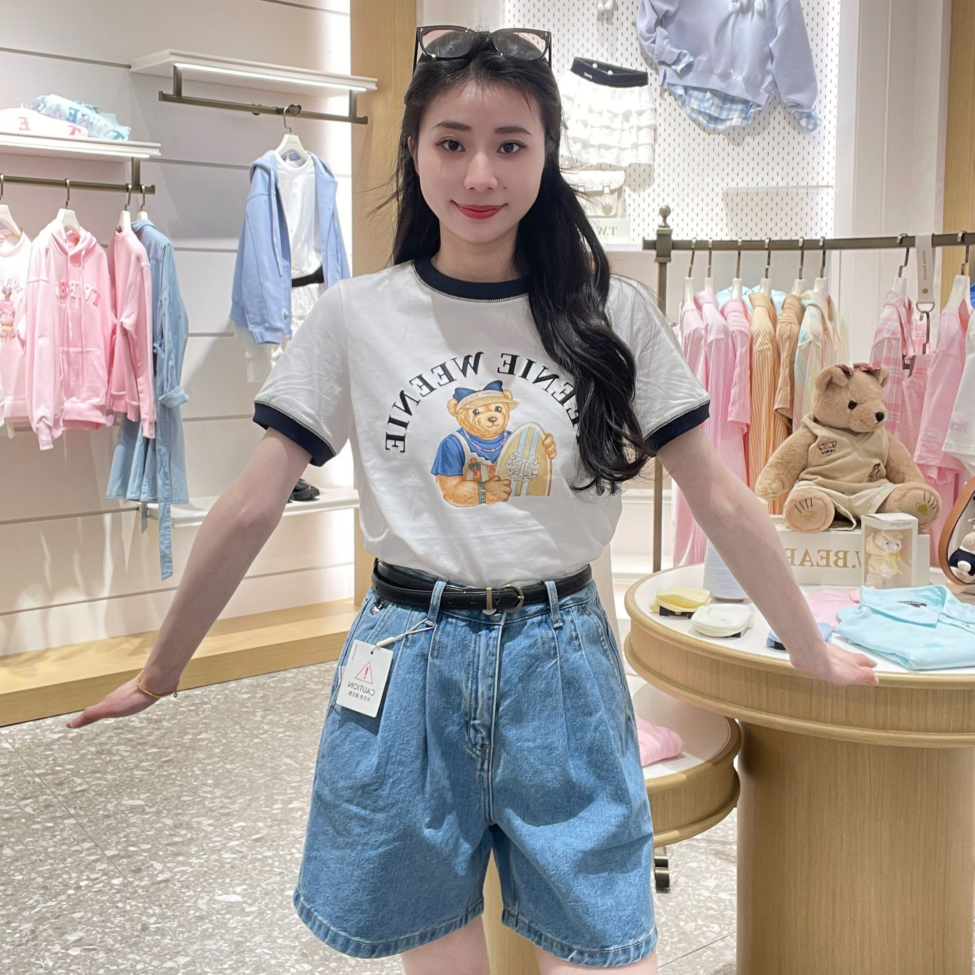 TEENIEWEENIE圆领撞色印花短袖TTRW25M404Z