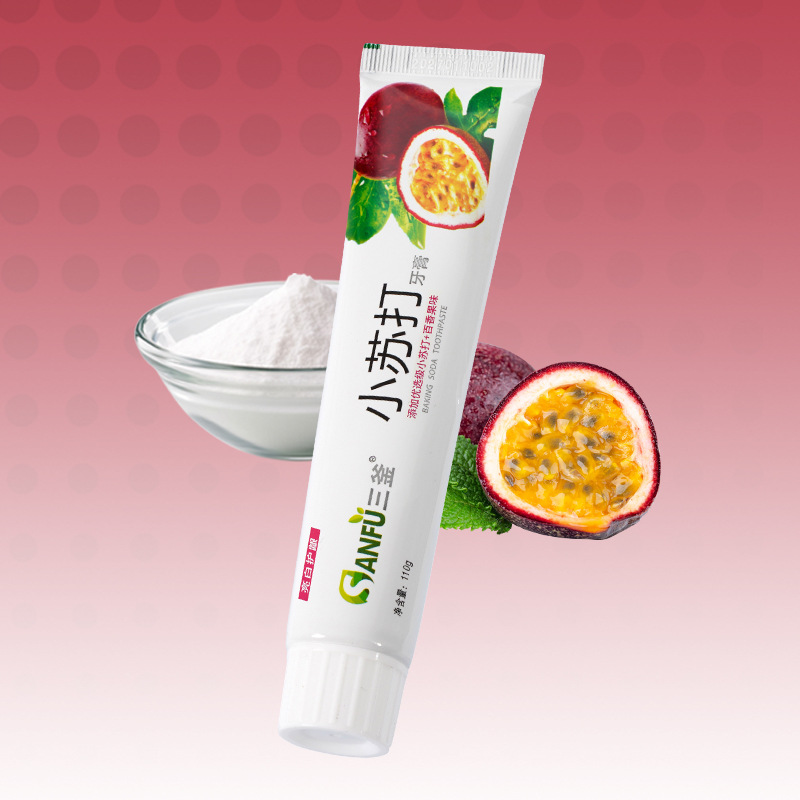 三赠品  小苏打水果牙膏亮白牙齿去黄去渍清新口气护龈健齿家庭装