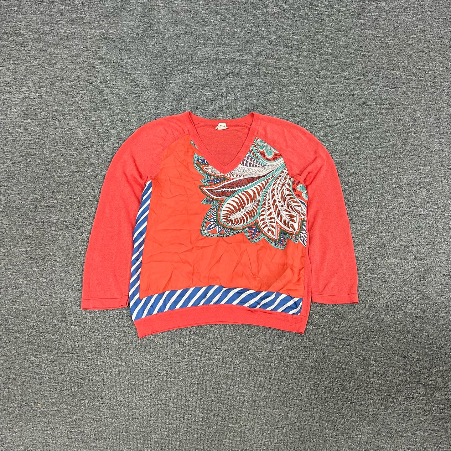 99新 AMIPARIS 爱马仕 针织桑蚕丝拼接上衣