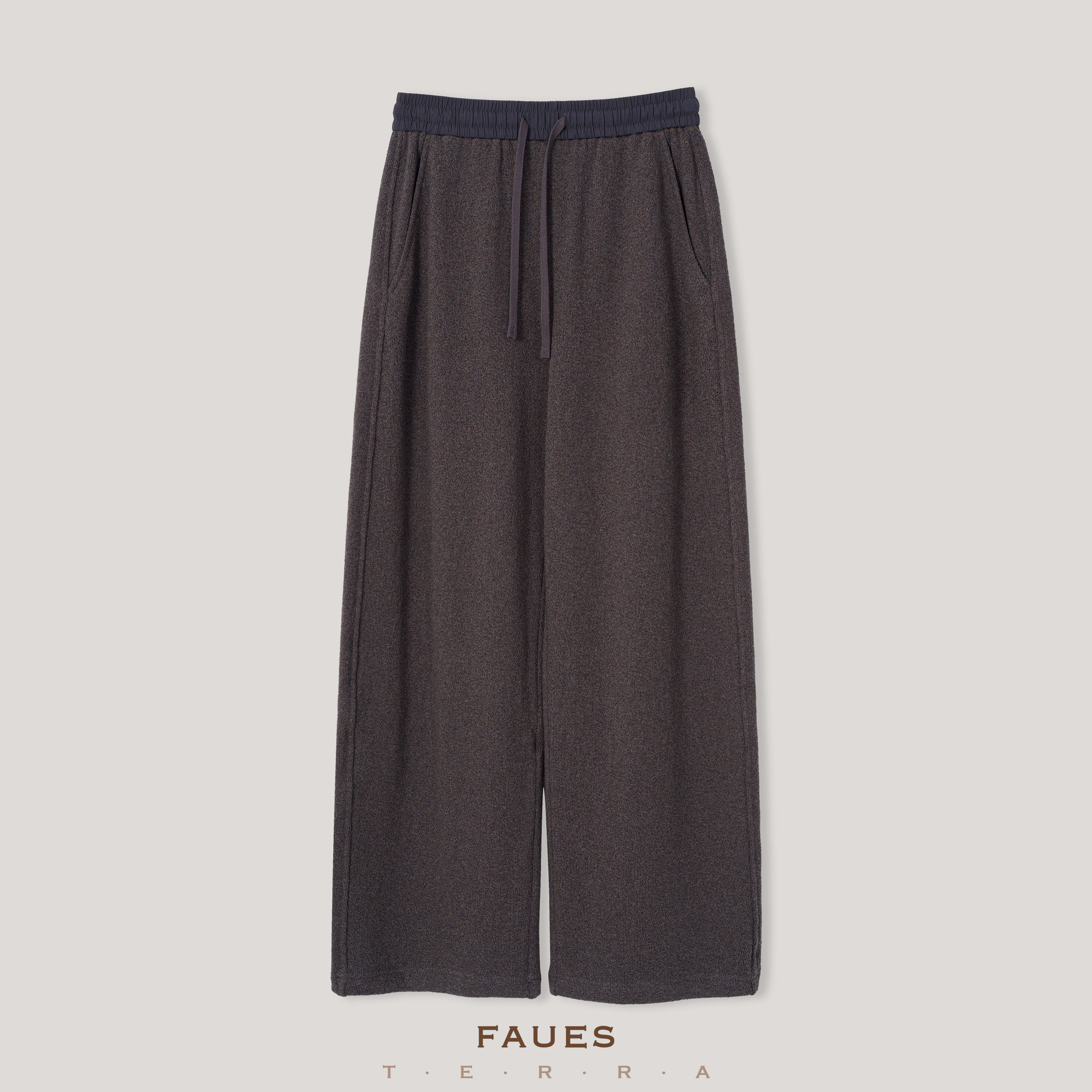 FAUES 重磅定织定染棉羊毛针织拉绒加厚松弛廓形秋冬新休闲裤卫裤
