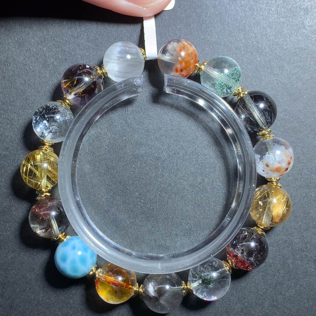 水晶手链合金@****涂精品多宝水晶11+mm