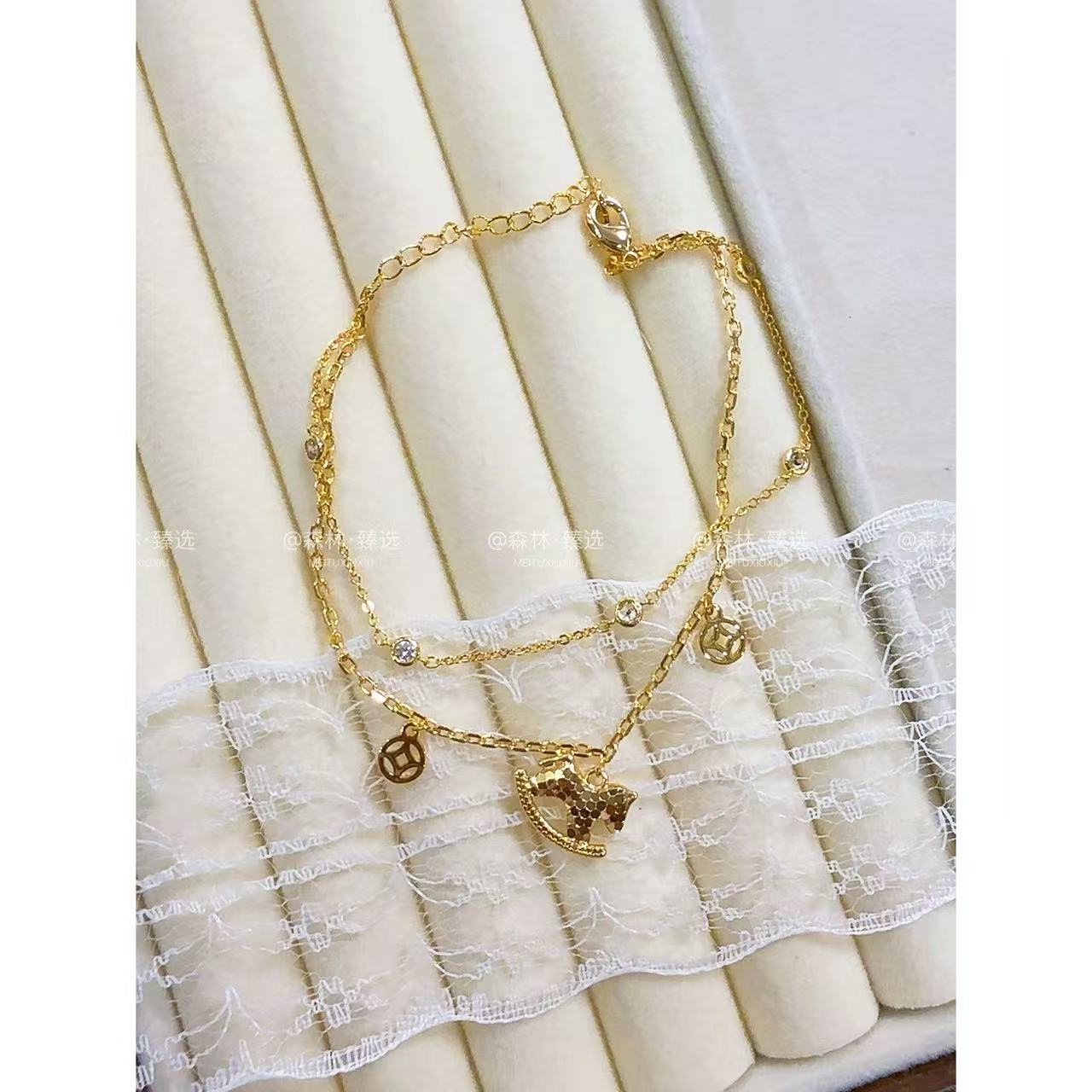 铜合金手链 铜合金 R-1205 【碎冰冰马上来财手链】