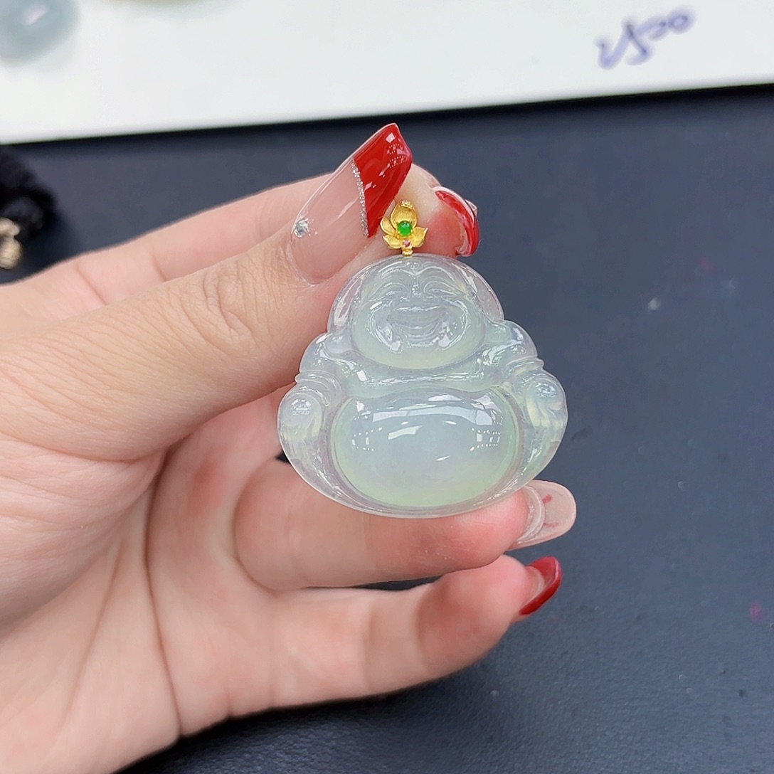 翡翠颈饰18K金镶嵌佛公