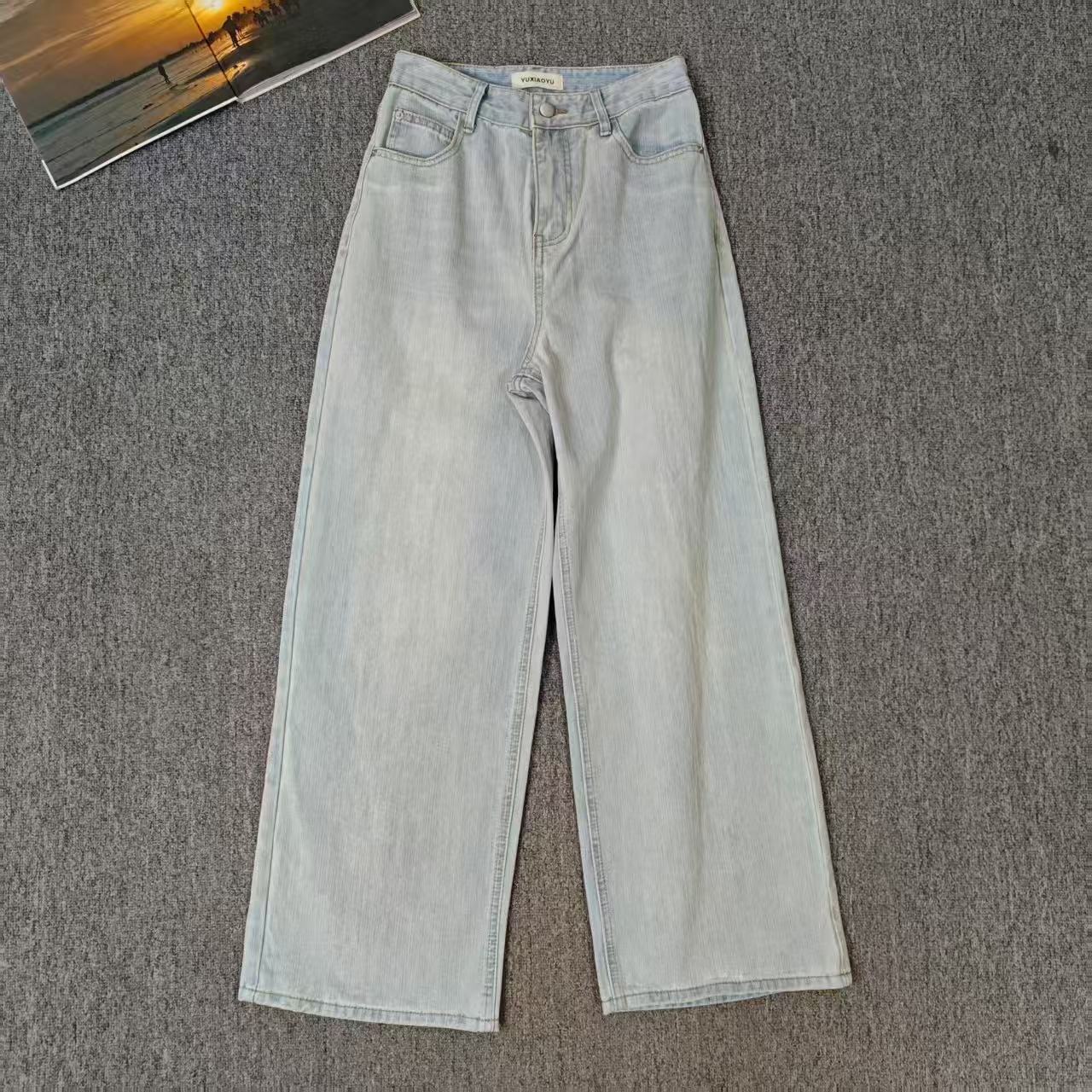 13363余小鱼【长腿达人】浅蓝色基础高腰显瘦直筒水洗牛仔裤女装