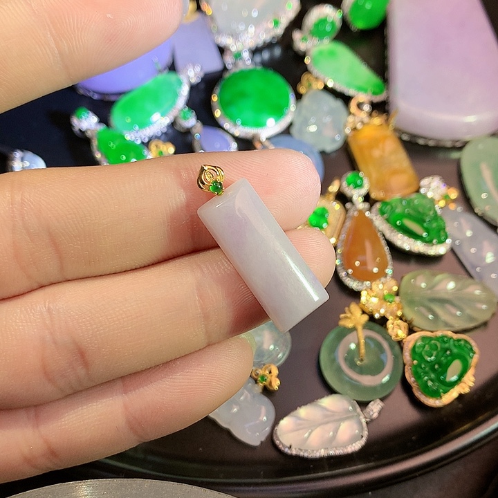 翡翠挂件18K金镶嵌35747